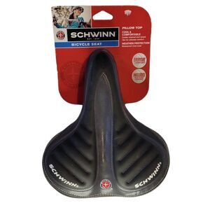 SCHWINN Pillow Top Cool and Comfortable Bicycle Black Saddle Seat
